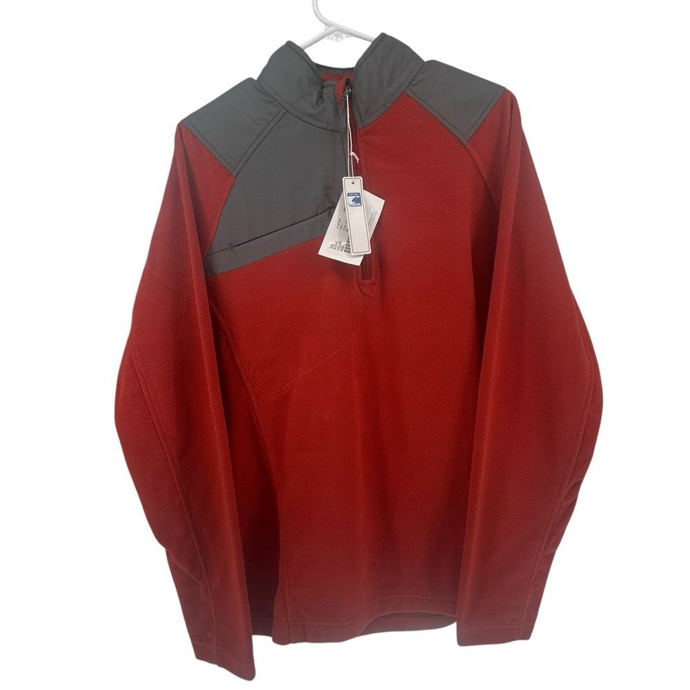 North End Excursion Trail Fabric-Block Micro Fleece Jacket Mens M Red Gray NEW